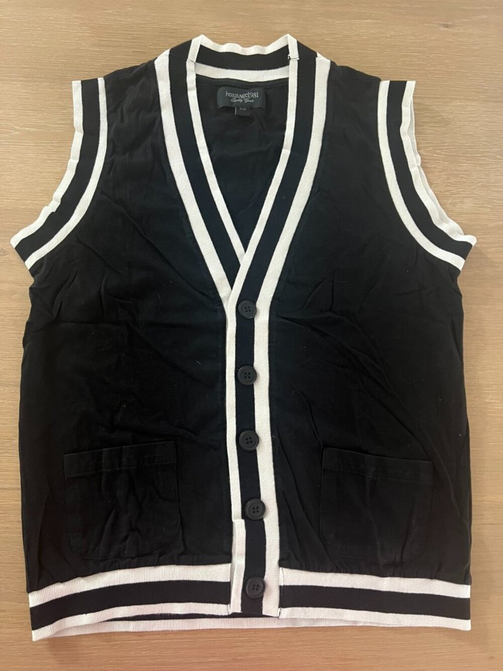 100% Cotton Lightweight Black and White Button-up Vest